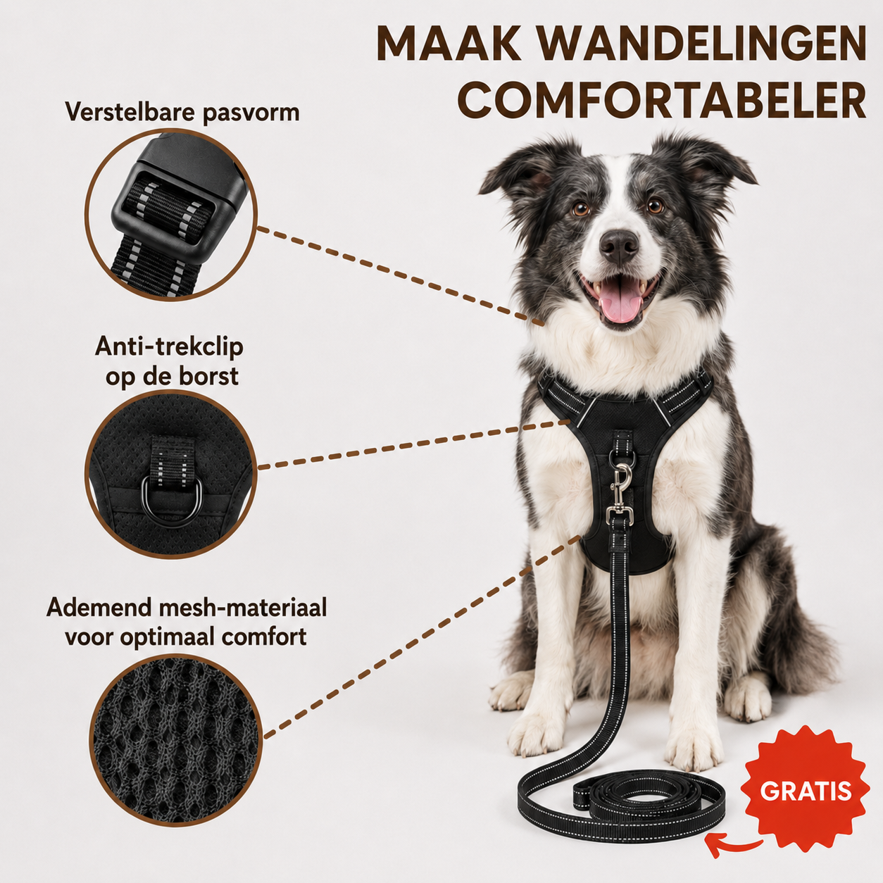 Viervoetje™ Anti-Trek Hondentuig