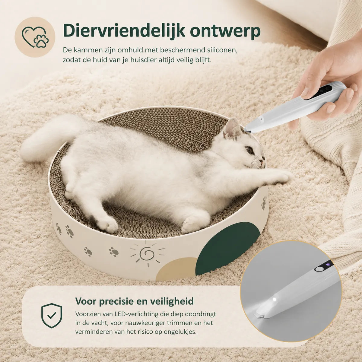 Viervoetje™ Draadloze Tondeuse met LED