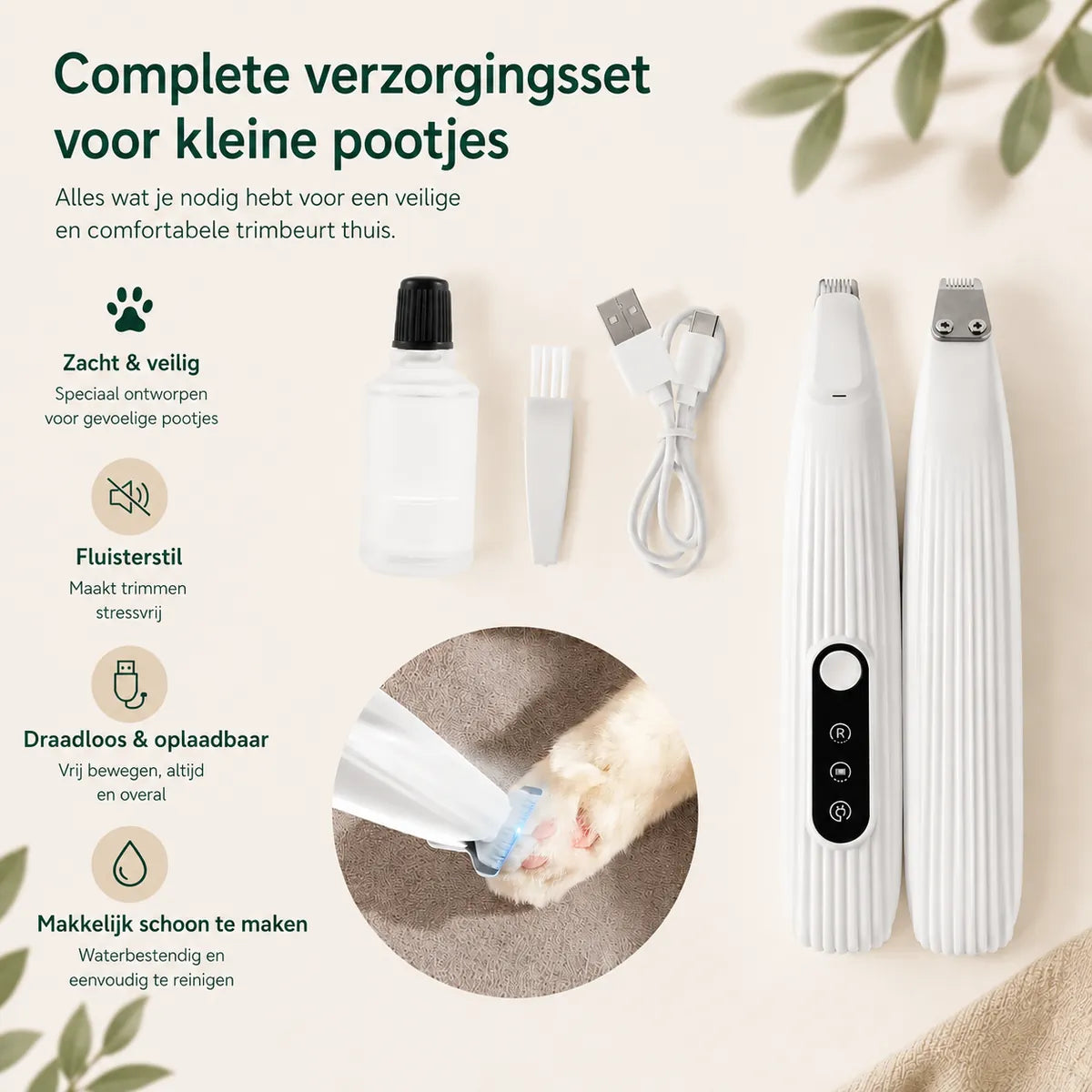 Viervoetje™ Draadloze Tondeuse met LED