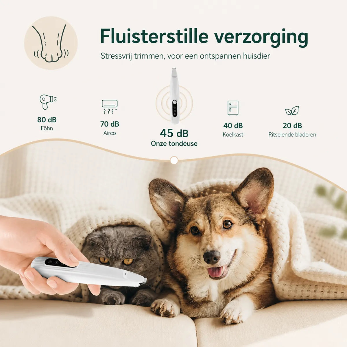 Viervoetje™ Draadloze Tondeuse met LED