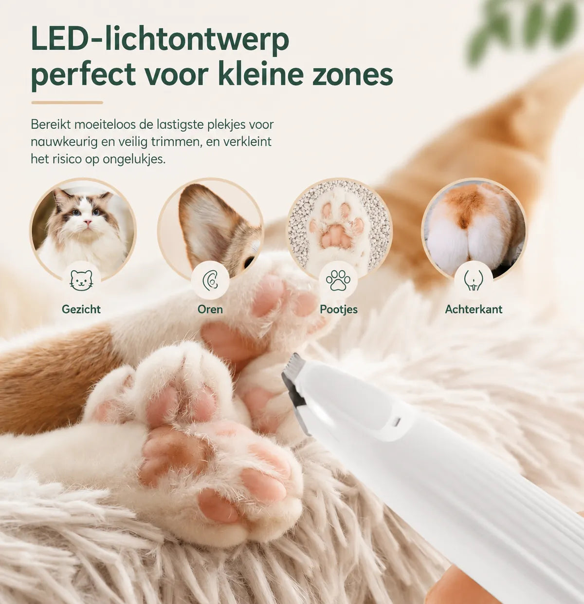Viervoetje™ Draadloze Tondeuse met LED